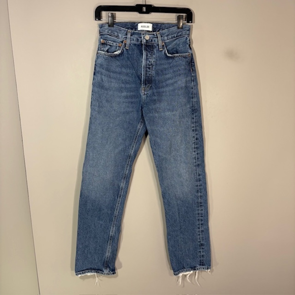 AGOLDE 90s Pinch Jeans Womens 24 Blue Med Wash High Rise Mom Distressed Denim